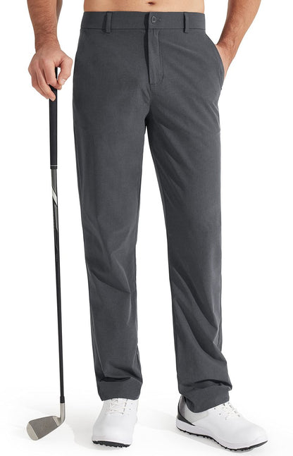 Libin Mens Golf Pants Stretch Work Dress Pants 30" Quick Dry Lightweight Business Casual Pant for Men Comfy Water Resistant, Iron Grey, 32W x 30L