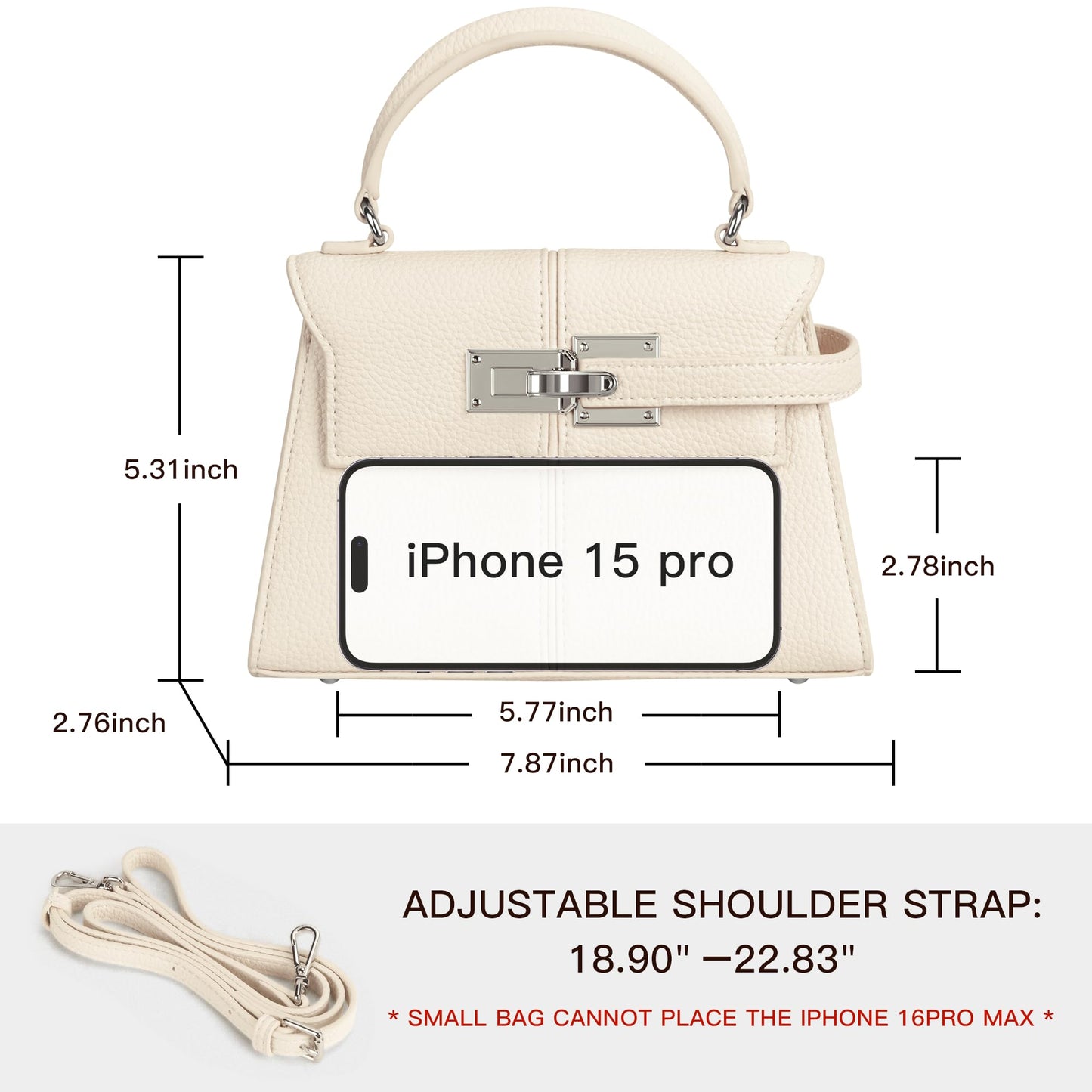 Women's Top Handle Handbag Vegan Leather Crossbody Bag,WHITE,SMALL