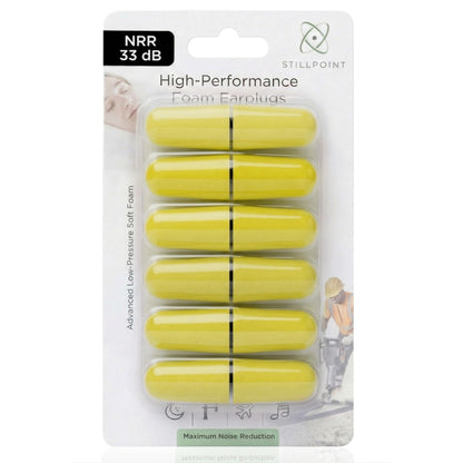 Soft Foam Earplugs, 33 dB NRR, (6 Pair 12 Ear Plugs) Maximum Protection for Sleeping; Silence Snoring, Airplanes, Airports, Power Tools, Phone Conversations, Loud Work Environments (Yellow)