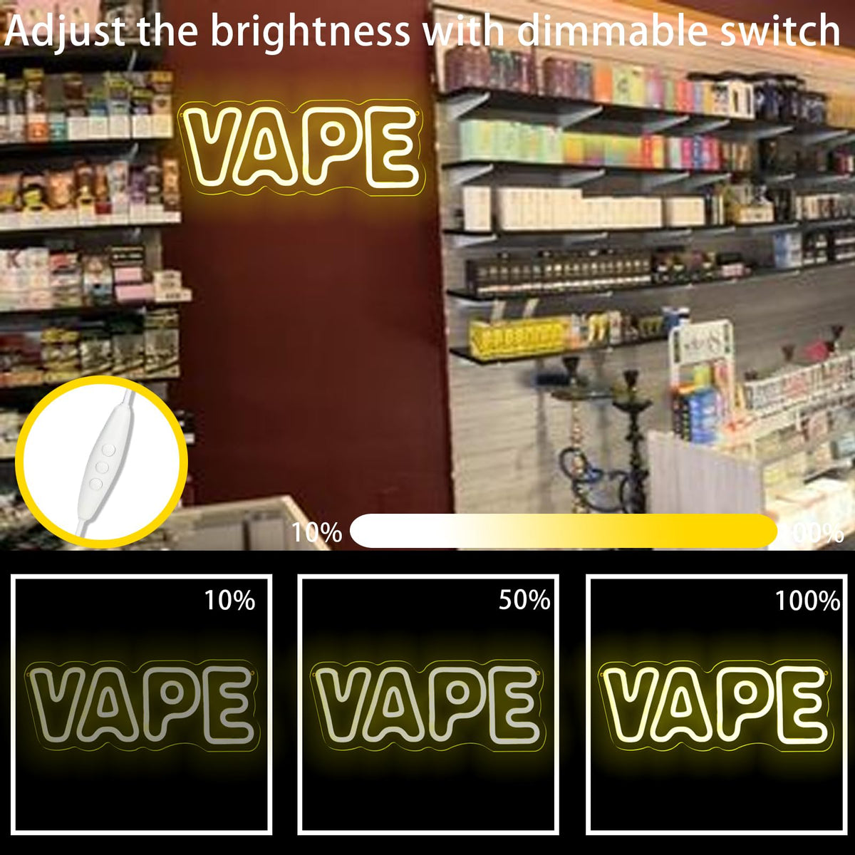 KODGGHK Vape LED Neon Light Sign, Bright LED Vape Sign by USB with Dimmable ON/OFF Switch Neon Lights for Store Window Hanging for Sale Business,Man Caver, Bar, Smoking Lounge,Party