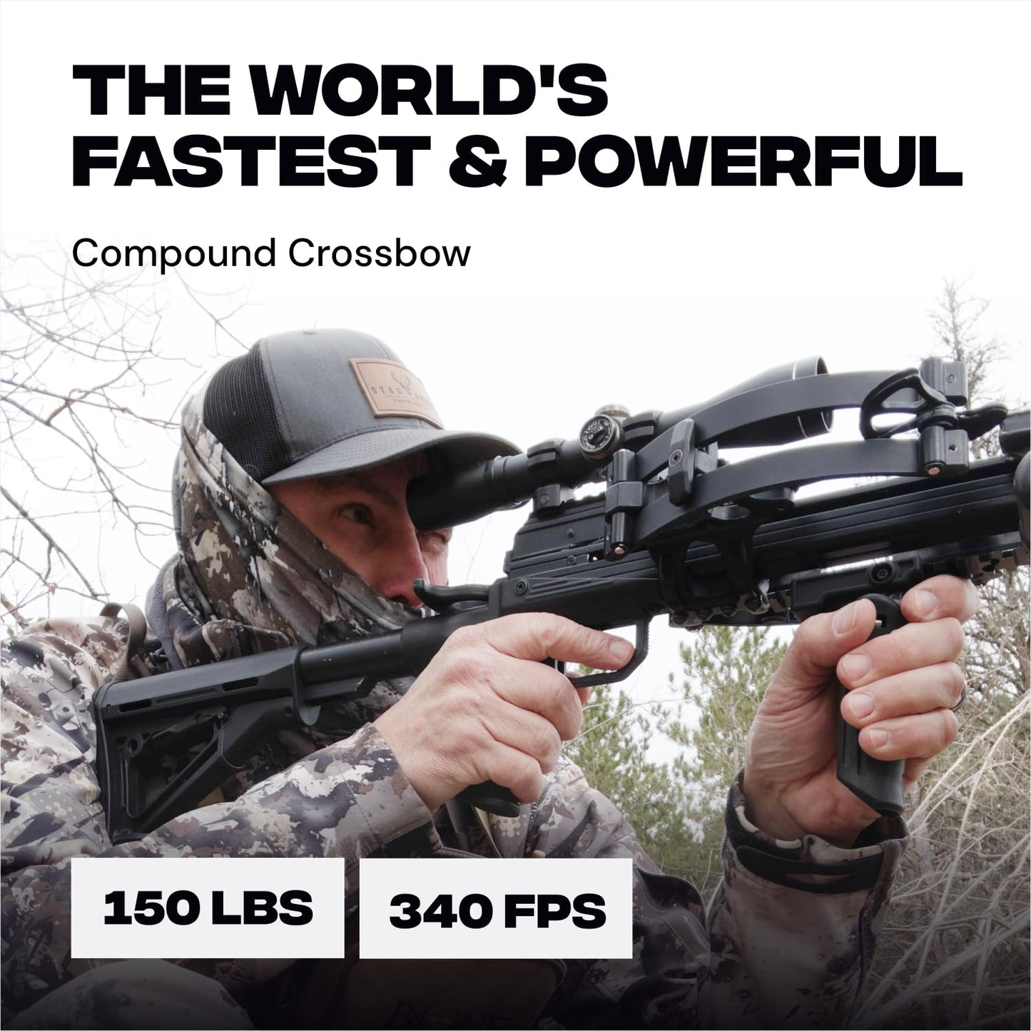 BALLISTA BAT Reverse T-Stock Crossbow, 340 FPS, Hunting Fishing Target