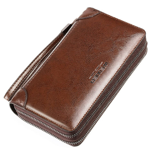 Large Wallet Clutch Long Leather Cellphone Purse Business Hand Cluth Bag Cell Phone Holster Creit Card Holder Card Lots Case Travel Wallet Gift for Men Women Father Husband Boyfriend (Double-Brown)