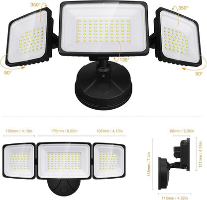 Onforu 100W Flood Lights Outdoor, 2 Packs Outdoor Security Lights 9000LM, 6500K LED Outdoor Flood Lighting Fixture, 3 Adjustable Heads, IP65 Waterproof Exterior Floodlight for Yard,Garage,Eave Mount