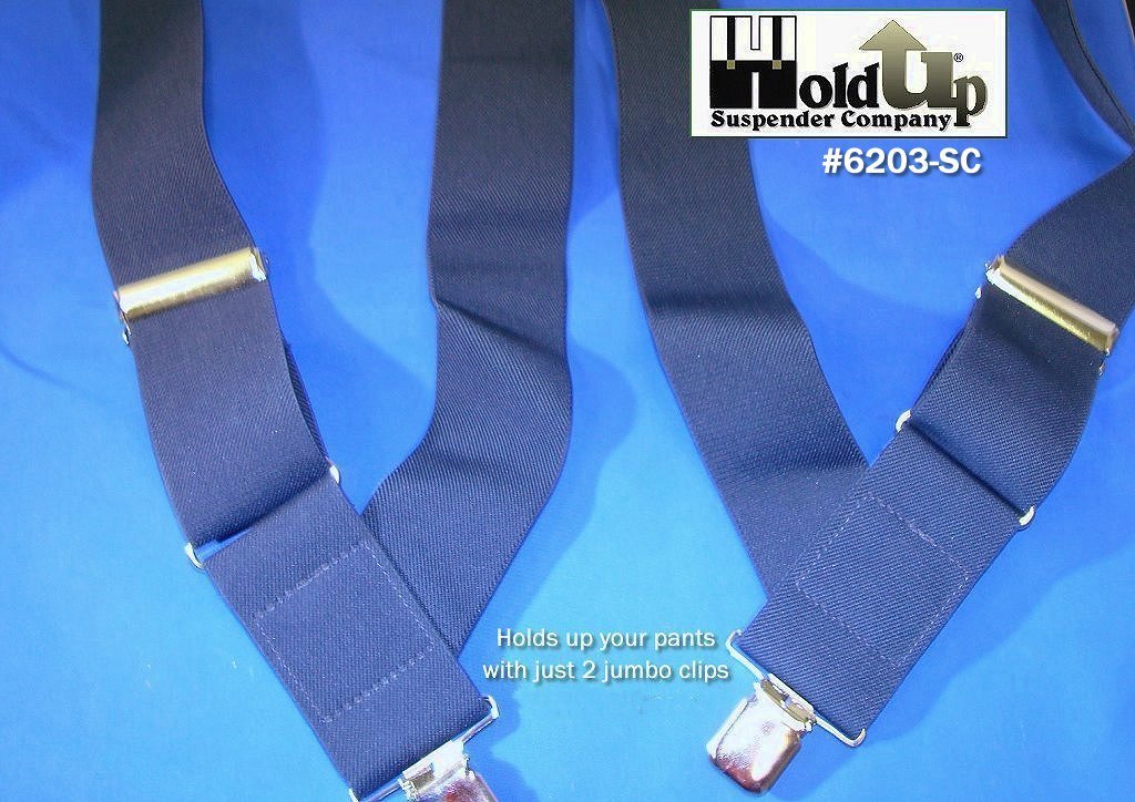 Hold-Up Suspender Co. Holdup Hip-clip Style 2" Wide Blue Trucker Suspenders for Men with USA Patented No-Slip Clip