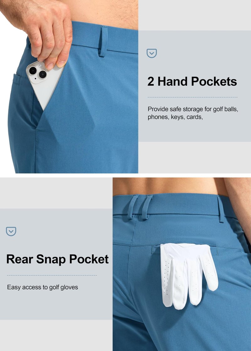 Pudolla Men's Golf Pants Stretch Work Pants for Men Dress Comfy Pants 34 Lightweight Quick Dry Casual Trousers(Stone Slab Blue 30Wx34L)