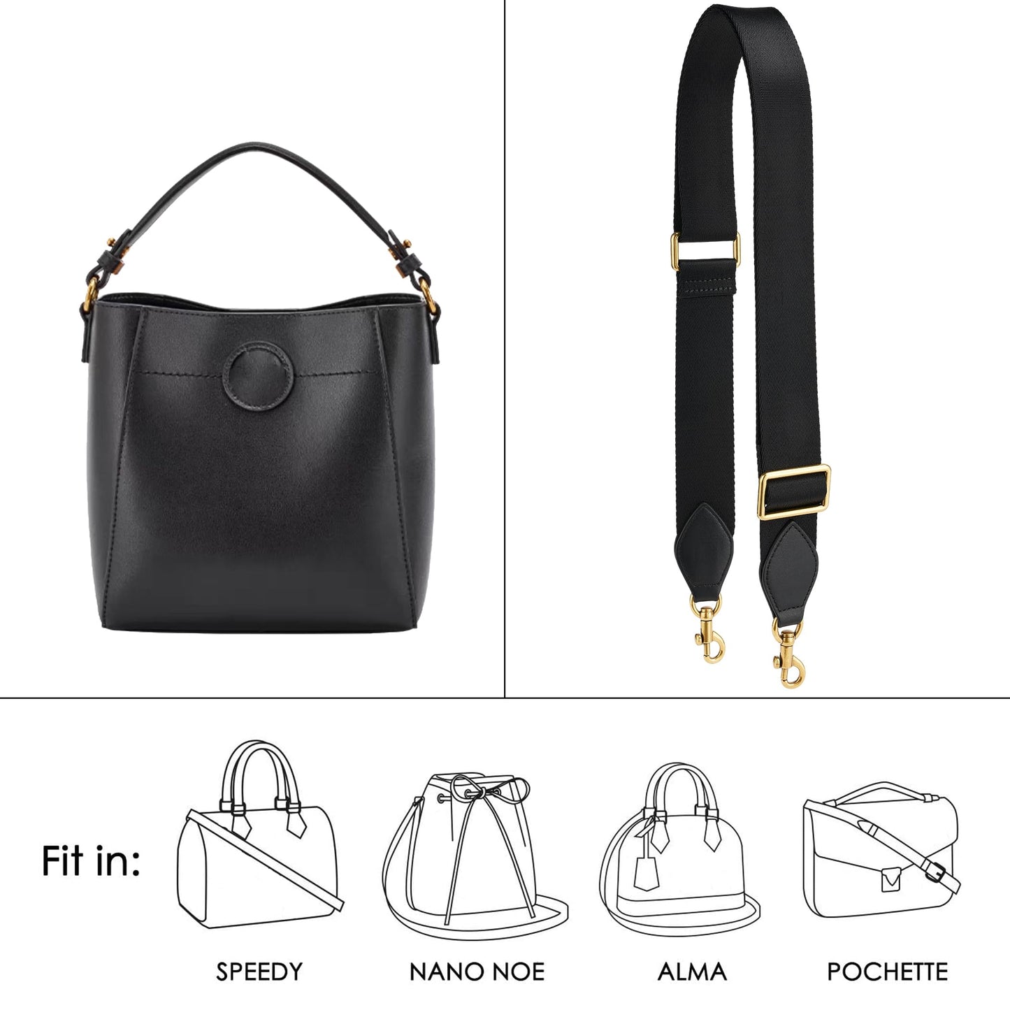 HUADEK Purse Straps Replacement Crossbody Bags Handbag Wide Canvas Leather Adjustable