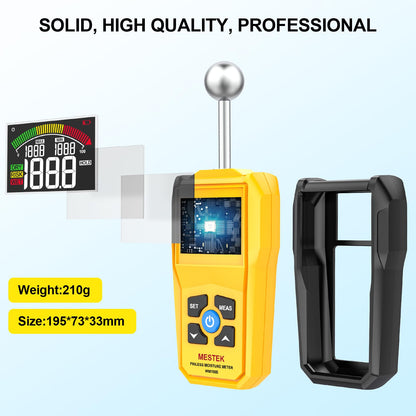 MESTEK Wood Moisture Meter for Non-Destructive Moisture Detection in Drywall, Wood, and Masonry, Moisture Tester with Backlit Color LCD Display & Alarm Function, Detects up to 20-40mm Below Surface