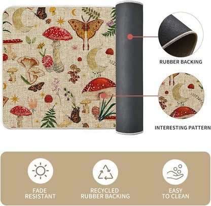 Artoid Mode Mushrooms Butterfly Spring Kitchen Mats Set of 3, Home Decor Low-Profile Kitchen Rugs for Floor - 17"x29"+17"x36"+17"x47"