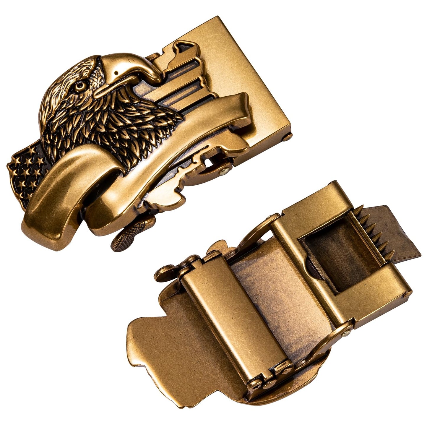 Dubulle Western Ratchet Belt Black Copper Eagle Buckle Cowboy Leather Automatic Belts for Men's Dress Jeans
