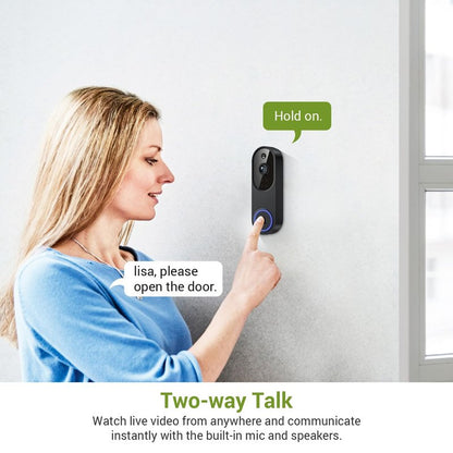 Lunelyx 1080P Wireless Video Doorbell Camera, Outdoor Surveillance Cameras, FHD Live View, Cloud Storage, AI Human Detection, Instant Alert, Night Vision, Two Way Audio, 2.4G WiFi Only