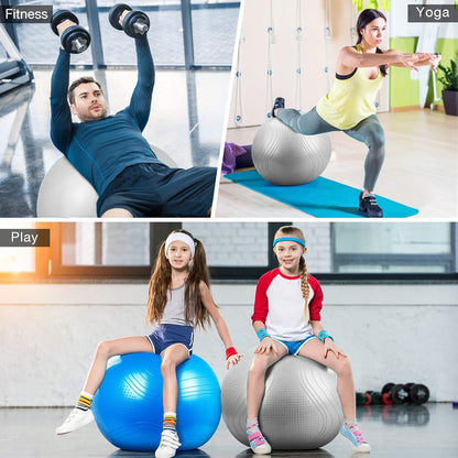 Gruper Yoga Ball, Multiple Sizes Non Slip Exercise Ball for Workout, Birthing, Balance, Stability, Pregnancy, 2200LB Capacity, Anti Burst Chair for Home and Office, Includes Quick Pump & Fitness Guide