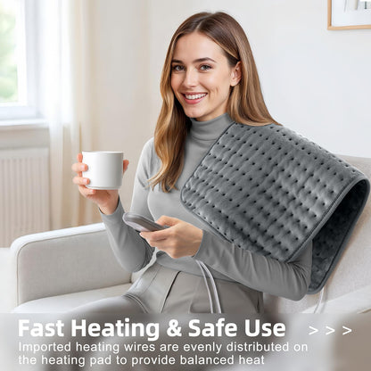 Heating pad for Back, Neck, Shoulder, Cramps and Leg Pain Relief, Heat Pads Christmas Gifts for Women, Men, Mom, Dad, Auto-Off,Machine Washable,Moist Dry Heat Options,Extra Large 12"x24"