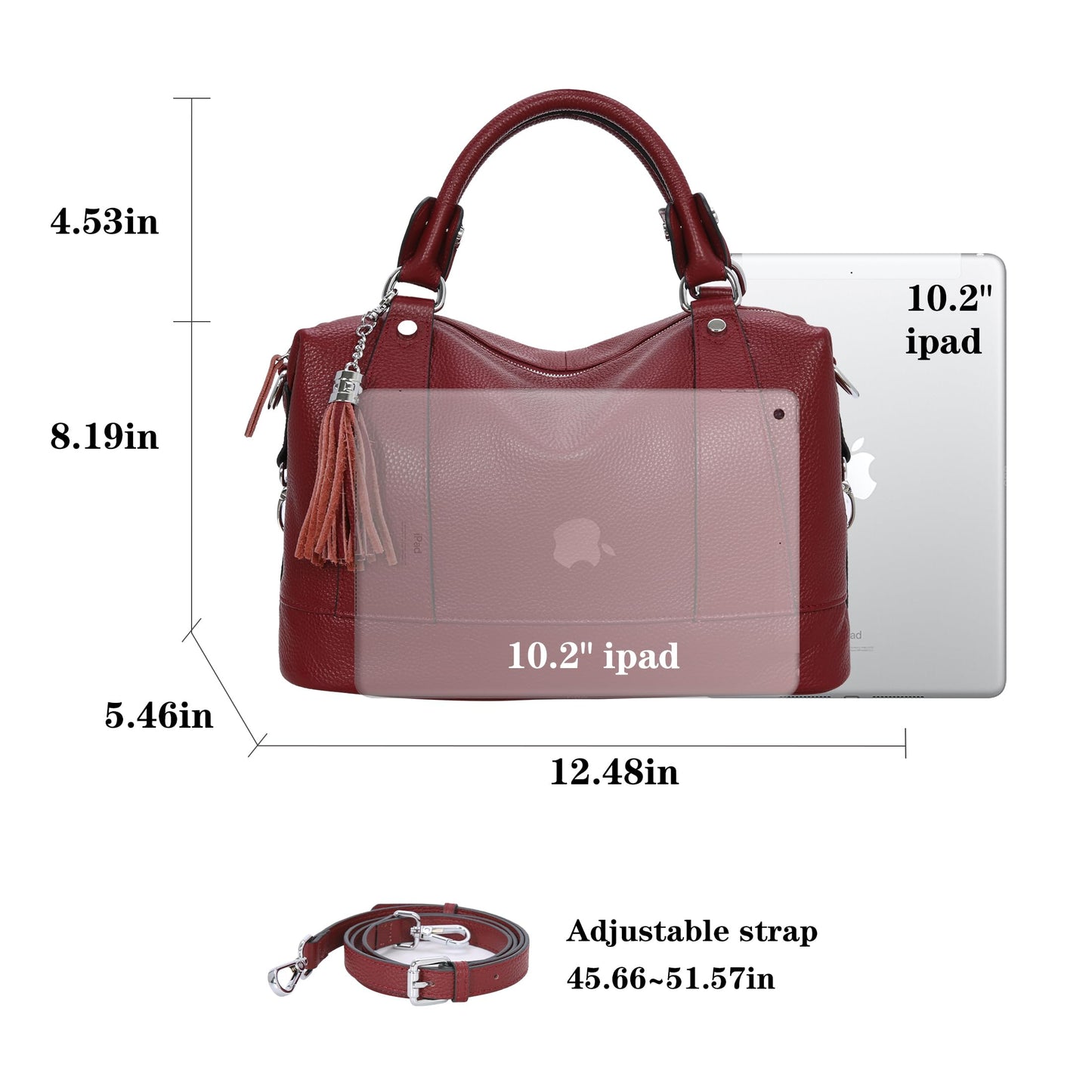 HESHE Soft Genuine Leather Purses for Women Shoulder Handbag Designer Handbags for Woman Hobo Bag Cross Body Purse Women’s Satchel Bag Totes Bags (Wine)