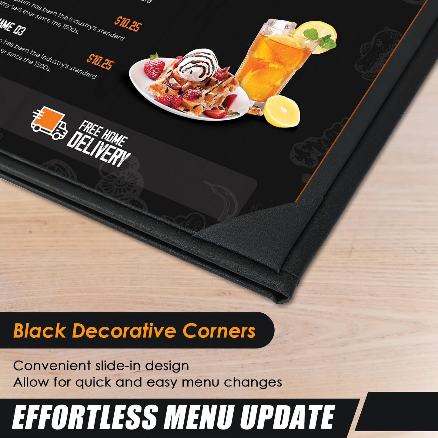 NATGAI Restaurant Menu Covers 8.5" x 11", 10 Packs PU Leather Menu Holders, Waterproof Double View Restaurant Menu Holders, Fit for Letter Size Restaurant Bar Cafe Hotel (2 View, 8.5"×11")