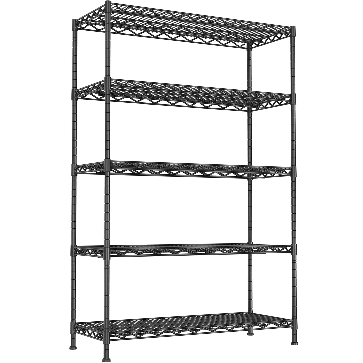 REGILLER 5-Wire Shelving Metal Storage Rack Adjustable Shelves,Standing Storage Shelf Units for Laundry Bathroom Kitchen Pantry Closet(Black,11.8" D x 16.6" W x 53.5" H)