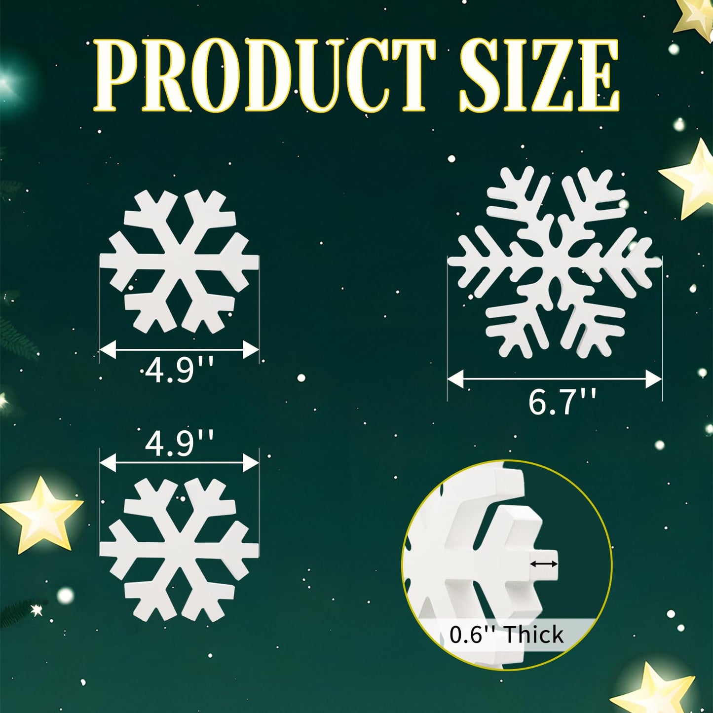 Oeyliz Winter Wooden Snowflake 3 PCS Christmas Wooden Snowflakes Decor Winter Table Decoration Wooden Snowflake Blocks Standing Table Sign Tiered Tray Decoration Xmas Indoor Home Mantle Tabletop Decor