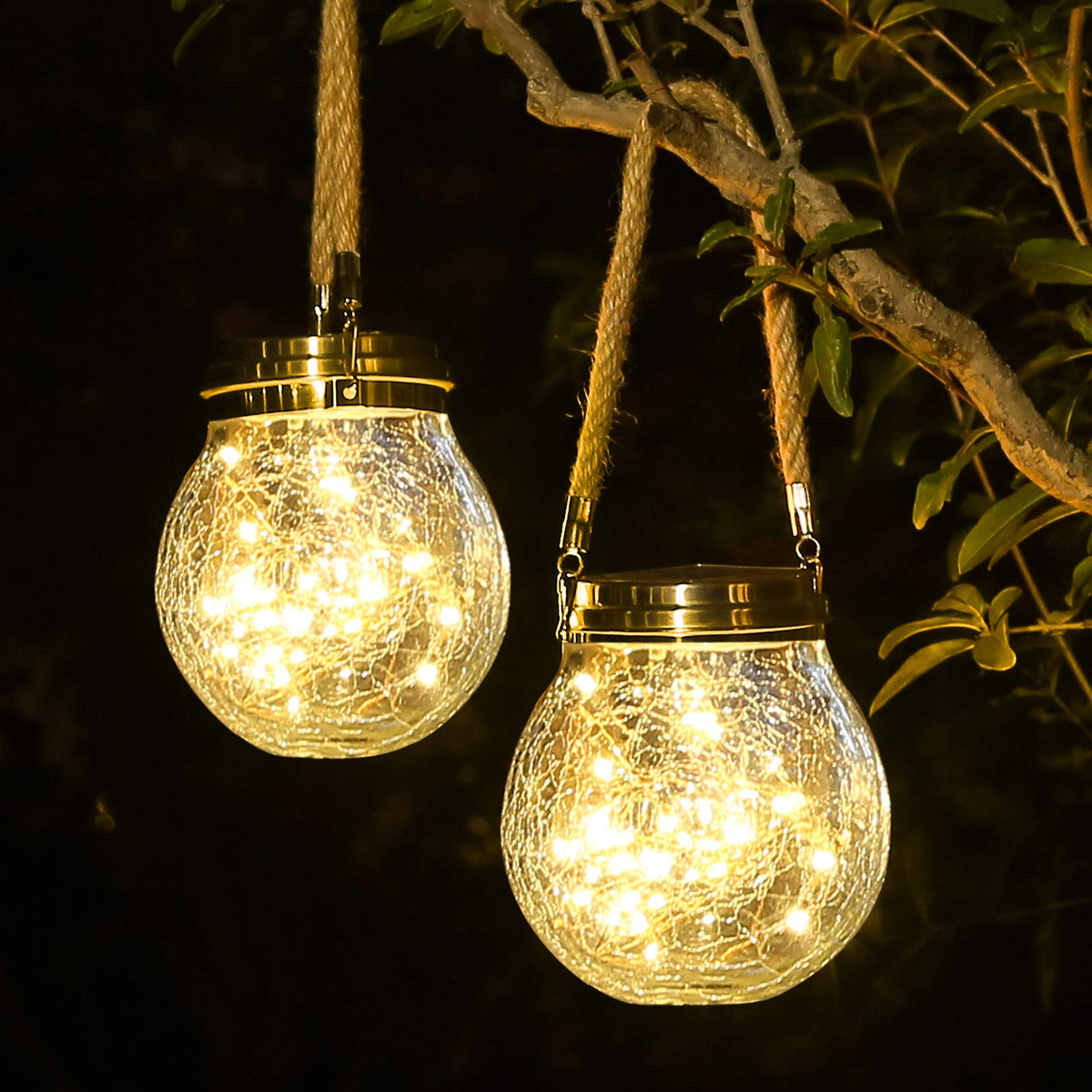 ROSHWEY Solar Lantern, 2 Pack Outdoor Lanterns with 30 LED Waterproof Garden Decor Patio Solar Lights Outdoor Decorative Backyard Outdoor Hanging, Warm Light