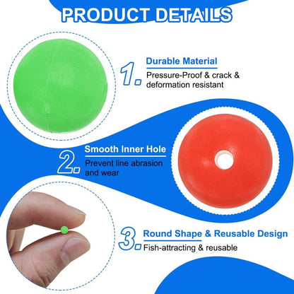 YELARXI Fishing Beads Glow Hard Plastic Fishing Bait Eggs Lure Rigs Accessories, Fit for Saltwater Freshwater