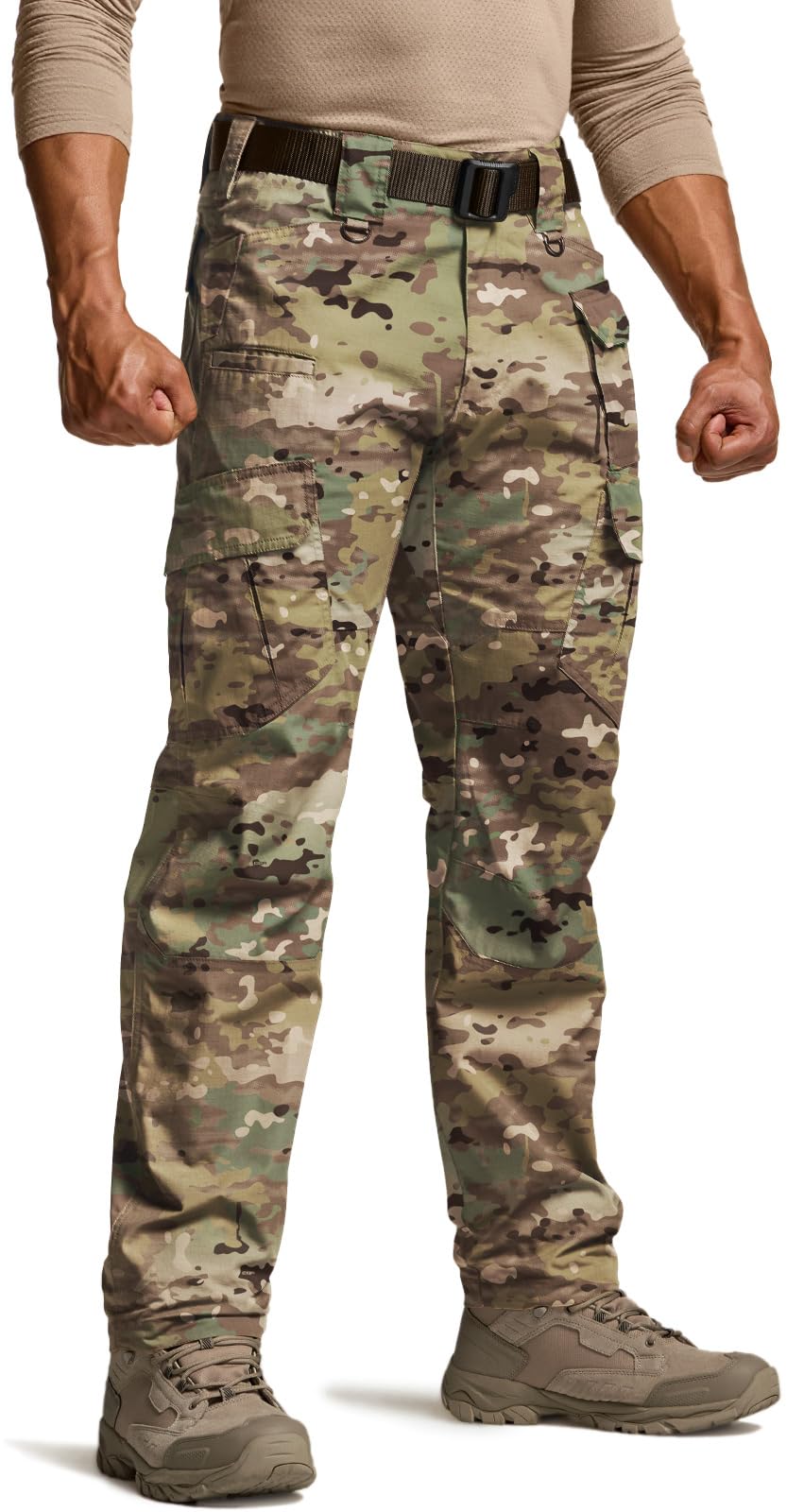 CQR Men's Tactical Pants, Water Resistant Ripstop Cargo Pants, Lightweight EDC Work Hiking Pants, Outdoor Apparel, Duratex Mag Pocket Utility Camo, 40W x 32L