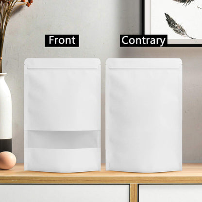 FireKylin 100 Pcs Paper Bags Resealable bags 3.5" x 5.5" Zipper Food Storage Bags, Stand Up, with Matte Window, Reusable, Sealable, for Packaging Products