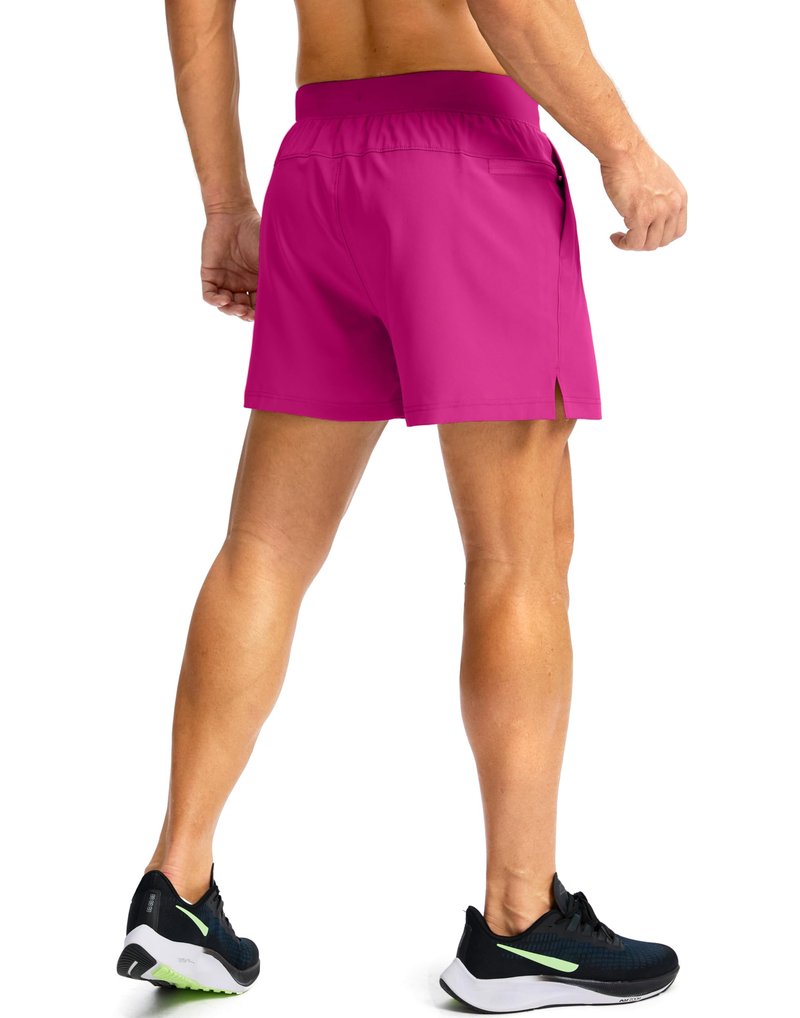 Soothfeel Men's Running Shorts with Zipper Pockets 9"/ 7"/ 5" Lightweight Quick Dry Basketball Gym Workout Athletic Shorts for Men (Hot Pink, XS)
