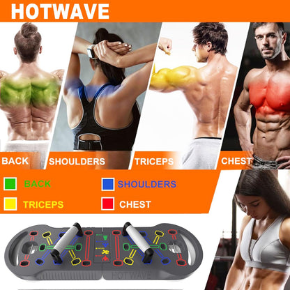 HOTWAVE Portable Exercise Equipment with 16 Gym Accessories.20 in 1 Push Up Board Fitness,Resistance Bands with Ab Roller Wheel,Full Body Workout at Home