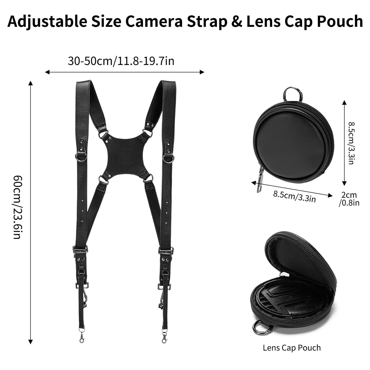 Honikoo Dual Camera Harness for 2 Cameras Leather Camera Shoulder Strap for DSLR/SLR Camera Straps for Photographers Camera Gear