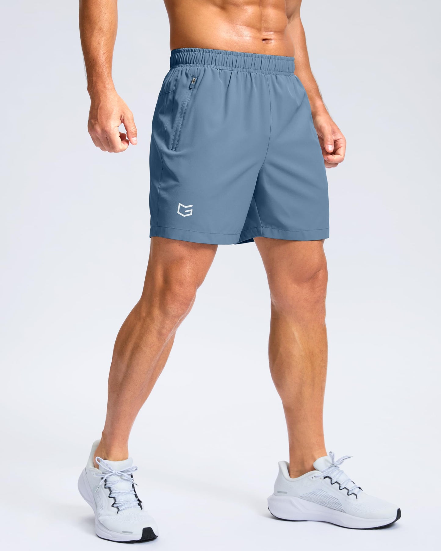 G Gradual Men's Athletic Running Shorts with Zipper Pockets Quick Dry 7"/ 5"/ 9" Workout Gym Shorts for Basketball Hiking(Federalblue,5M)