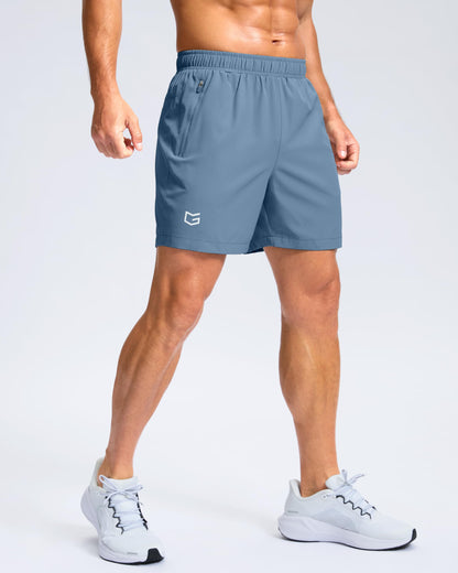 G Gradual Men's Athletic Running Shorts with Zipper Pockets Quick Dry 7"/ 5"/ 9" Workout Gym Shorts for Basketball Hiking(Federalblue,5M)