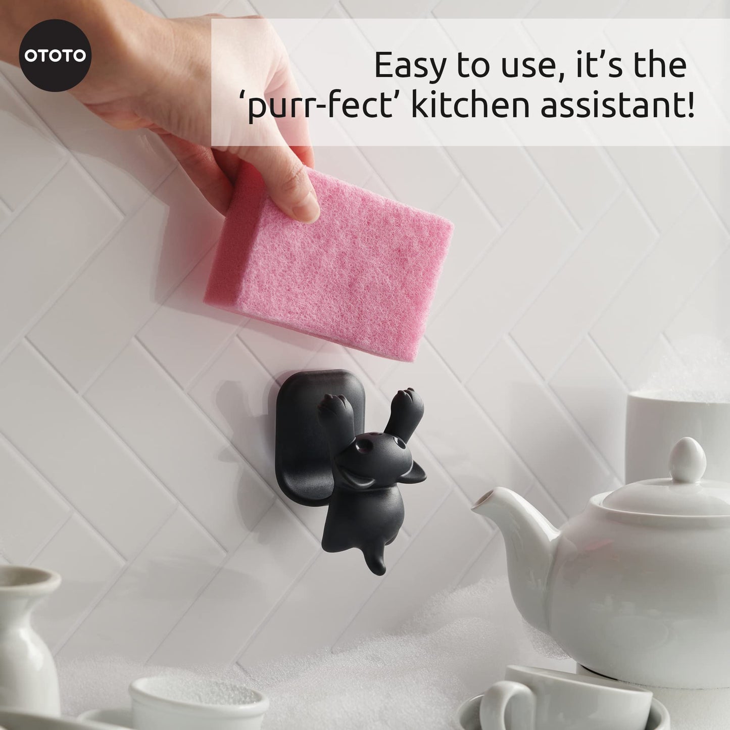 OTOTO Cute Sponge Holder for Kitchen Sink - Dishwasher Safe Organizer, Compact Sink Accessories, Dish Sponge Holder