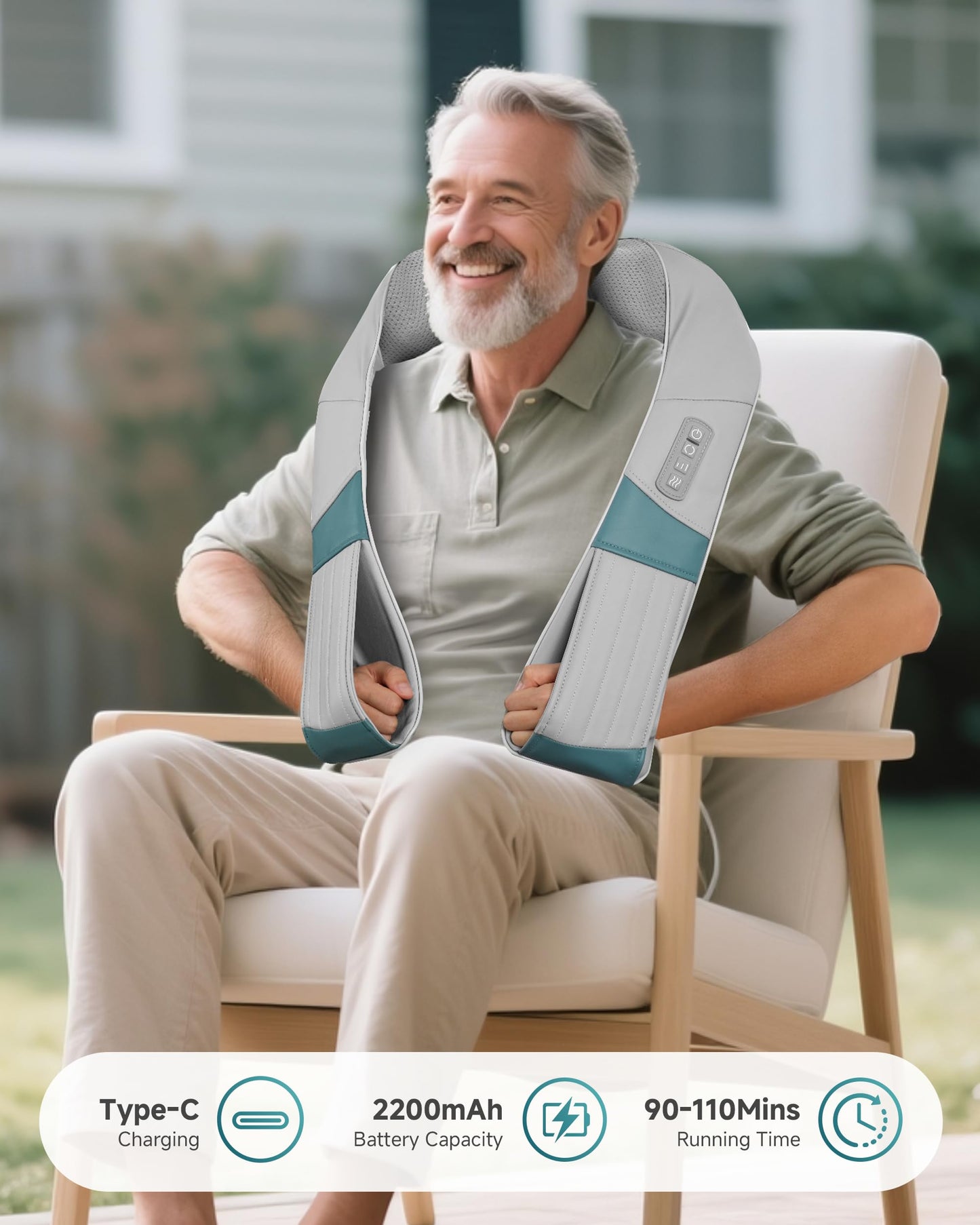 Snailax Cordless Massager - Shiatsu Neck and Shoulder Massager with Heat, Portable, Lumbar, Back Electric Massage Pillow, Christmas Gift