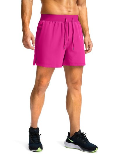 Soothfeel Men's Running Shorts with Zipper Pockets 9"/ 7"/ 5" Lightweight Quick Dry Basketball Gym Workout Athletic Shorts for Men (Hot Pink, S)