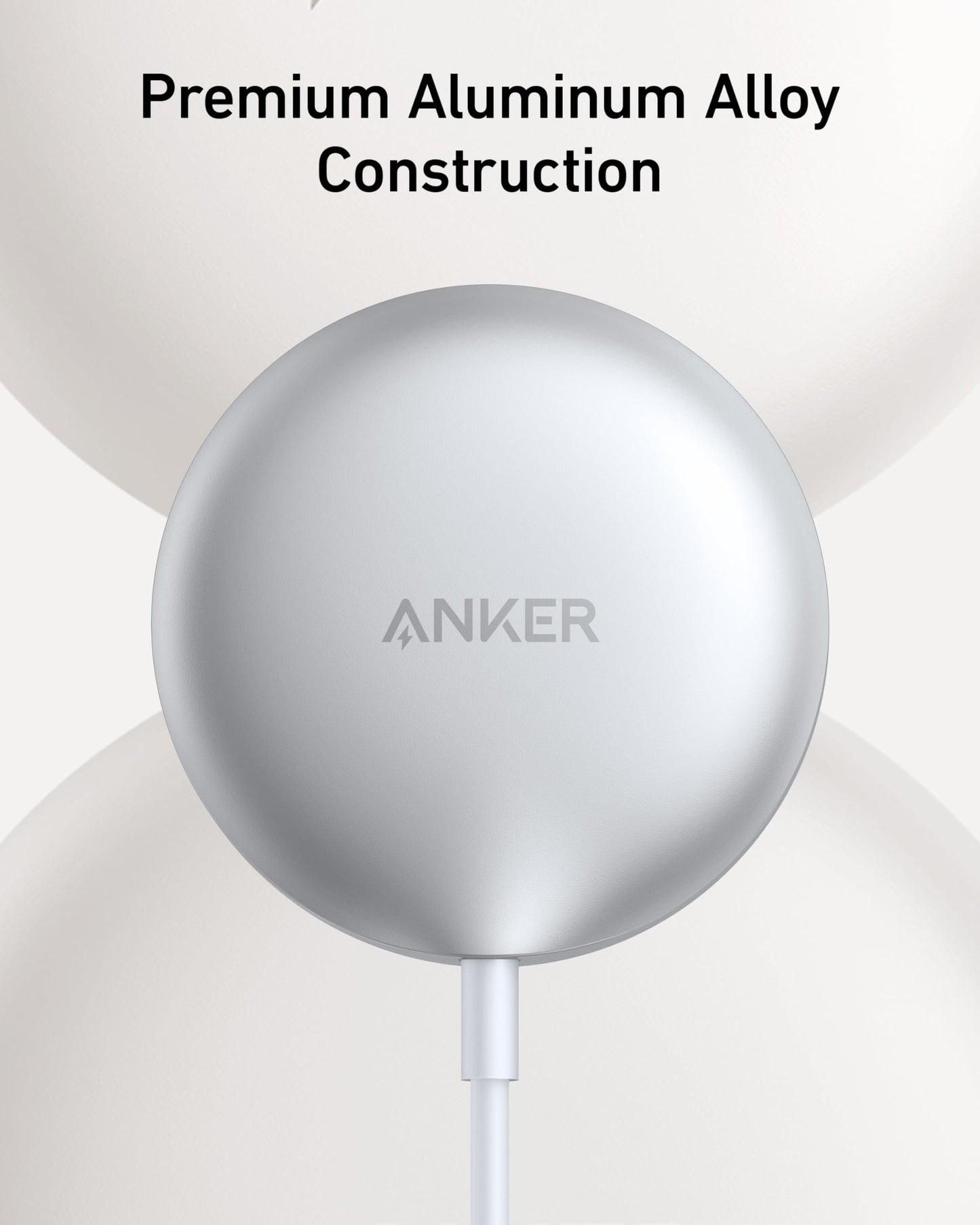 Anker MagSafe Charger Pad, MagGo iPhone 16 Wireless Charging Pad, Qi2 Certified 15W Wireless Charger, Compatible with iPhone 16/16 Plus/16 Pro/16 Pro Max/15/14/13/12 Series (USB-C Adapter Included)