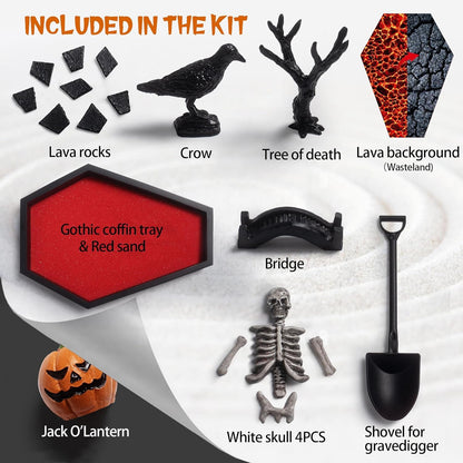 Japanese Zen Garden for Desk - Life Flows 12" x 8" Desktop (Halloween)