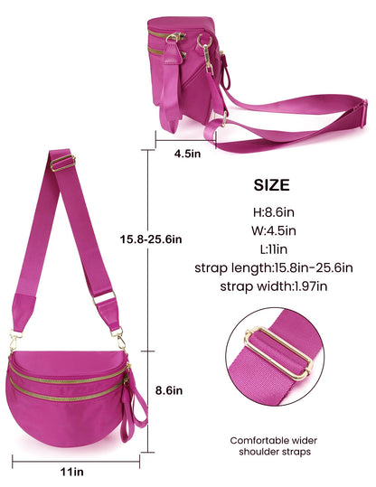 Spacious Nylon Crossbody Bag Bum Bag Handbags Wallets Purses Trendy Shoulder Bag for Women