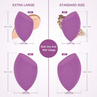 XL EXTRA LARGE Make Up Beauty Sponges Blender-Product contains: 1x Small(8cm) 1xExtra Large(11cm) and 2 Sponge Holder-for Face Body, Blush Cream, Liquid Foundation Powder Application, Ivory