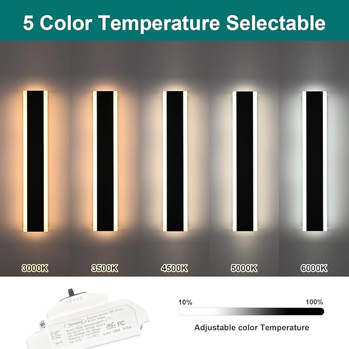 2 Pack Outdoor LED Wall Lights, 32 inch Modern Exterior Lighting Fixtures LED Linear Outdoor Wall Sconces Lighting for Porch Patio Garage Door Garden Yard Indoor Yard, House