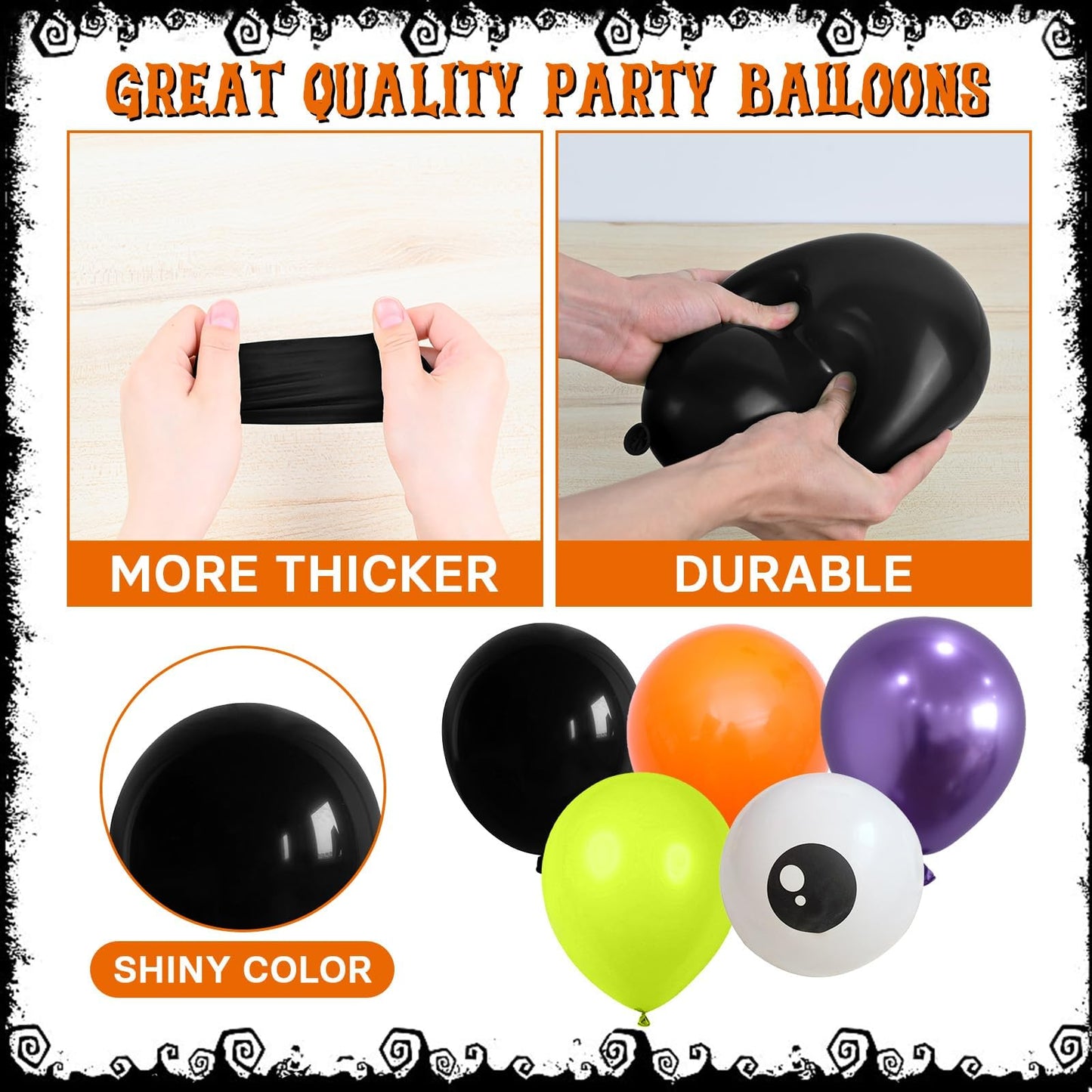 Halloween Balloons Arch Black Orange Purple Green Balloons Garland Witch Cat Foil Spider Balloon Pumpkin Birthday Decorations Metallic Purple Lime Green Latex Helium Balloon Set for Party Supplies