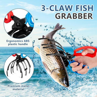 SMILEASE 3 Claw Fish Gripper, Metal Fishing Pliers Gripper, Non-Slip Fish Grabber Tool, Multifunctional Fish Grips Clamp for Catch and Release, Lightweight Fishing Accessories (2 Claw, 1pcs)