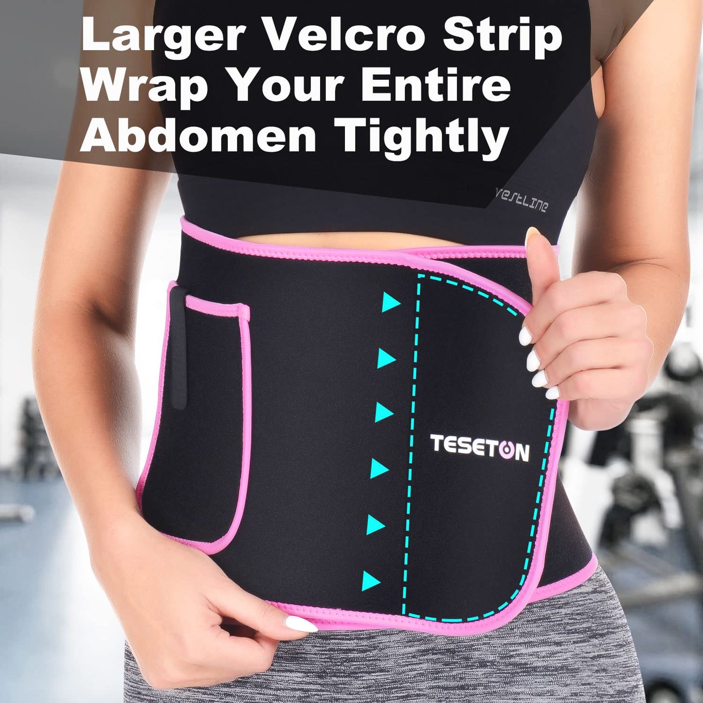 TESETON Waist Trainer Sweat Belt for Men Women 01 Pink S