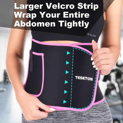 TESETON Waist Trainer for Men Women, Sweat belt for Men Women, Workout Waist Trimmer, Sweat Belt Sweatband Waist Sport Girdle Sauna Abdominal Belly for Fitness 01 Black M