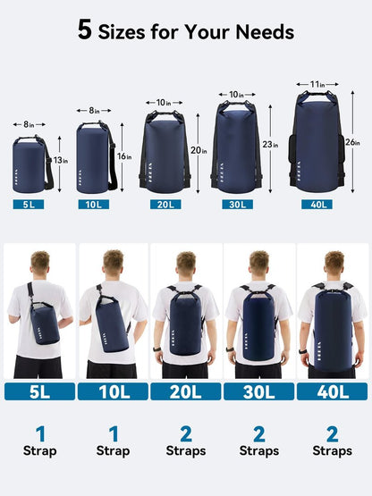 HEETA Waterproof Dry Bag for Women Men, Roll Top Lightweight Dry Storage Bag Backpack with Emergency Whistle for Travel, Kayaking, Boating, Camping, Beach, Cruise Ship Essentials (Dark Blue, 30L)
