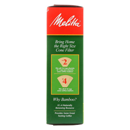 Melitta #2 Cone Coffee Filters, Bamboo, 80 Count