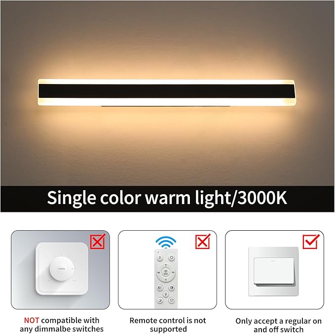 2 Pack Modern Outdoor Wall Light, 39.3in Black LED Wall Sconce, 36W, IP65 Waterproof, 3000K Warm White, Wall Mount Long Linear Exterior Lighting Fixture for House, Garage, Porch, Garden