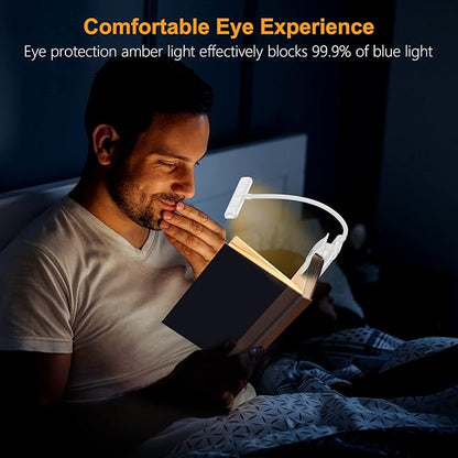 Gritin 19 LED Rechargeable Book Light for Reading in Bed with Memory Function- Eye Caring 3 Color Temperatures,Stepless Dimming Brightness,80 Hrs Runtime Clip on Light for Book Lovers-White