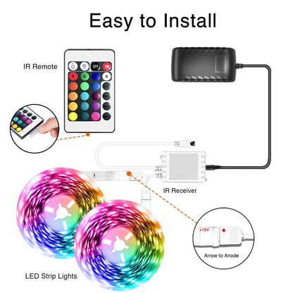 dalattin Smart WiFi Led Lights 130ft, Work with Alexa Google Assistant, APP Voice Remote Control Led Strip Lights RGB Color Changing Music Sync Led Lights for Bedroom Valentine (2 Rolls of 65.6ft)