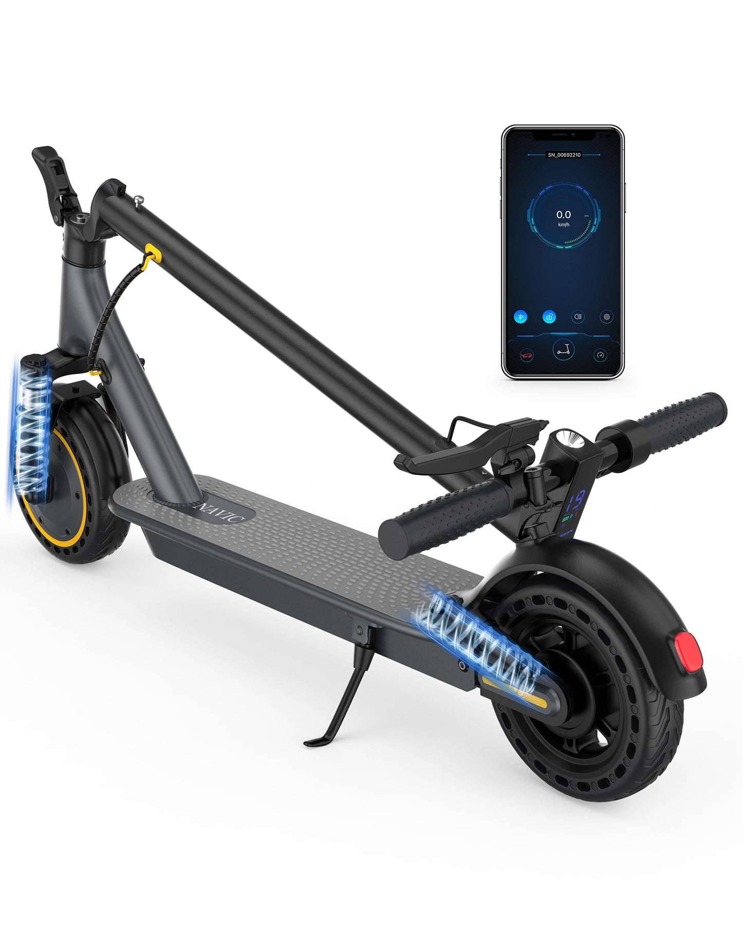 NAVIC Electric Scooter for Adults，Top Speed 19/22 MPH，Range 19/22/28 Miles，8.5”/10" Tires，E-Scooter with Dual Suspension for Commuting, APP Control