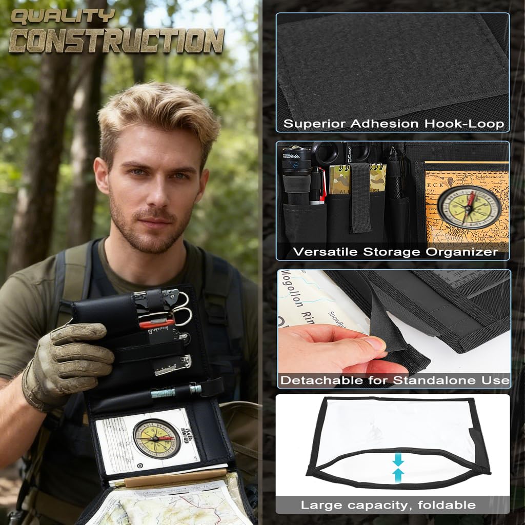 GORELAX Tactical Map Case - Military-Grade Army Gear for Land Navigation Kit, Waterproof TPU with Rapid-Access Window & MOLLE, US Flag Patch Included
