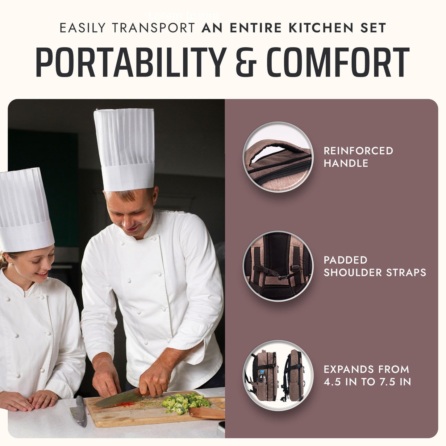 Asaya Chef Knife Backpack with 20-Pocket Knife Roll Bag - Over 30 Storage Pockets Chef Bag, Professional Backpack for Chefs and Culinary Students – Knives Not Included (Brown)