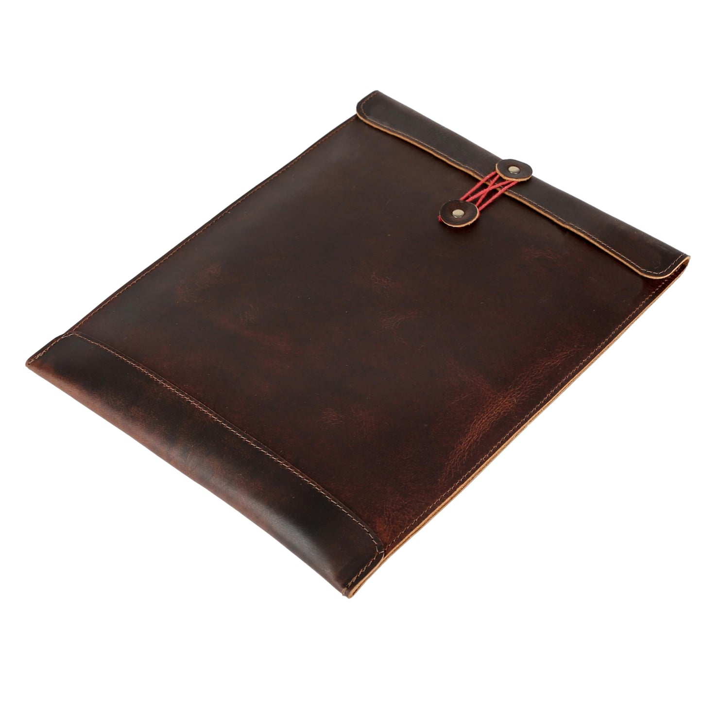 Leather Document Holder Mailing Envelope,Office & Work Resume Sales Portfolio Binder Folder-Interview/Legal Document Organizer Handmade (12.5 inches) (Bourbon Brown)